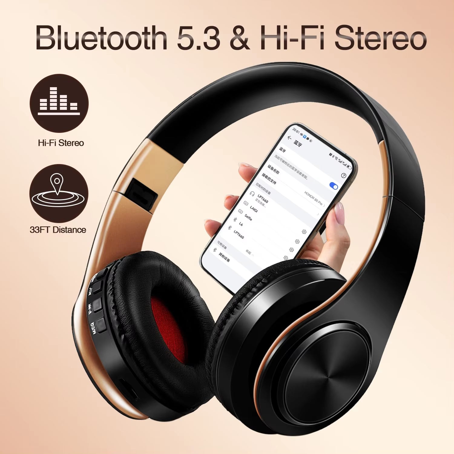 Casque Bluetooth Sans Fil Pliable avec Microphone488