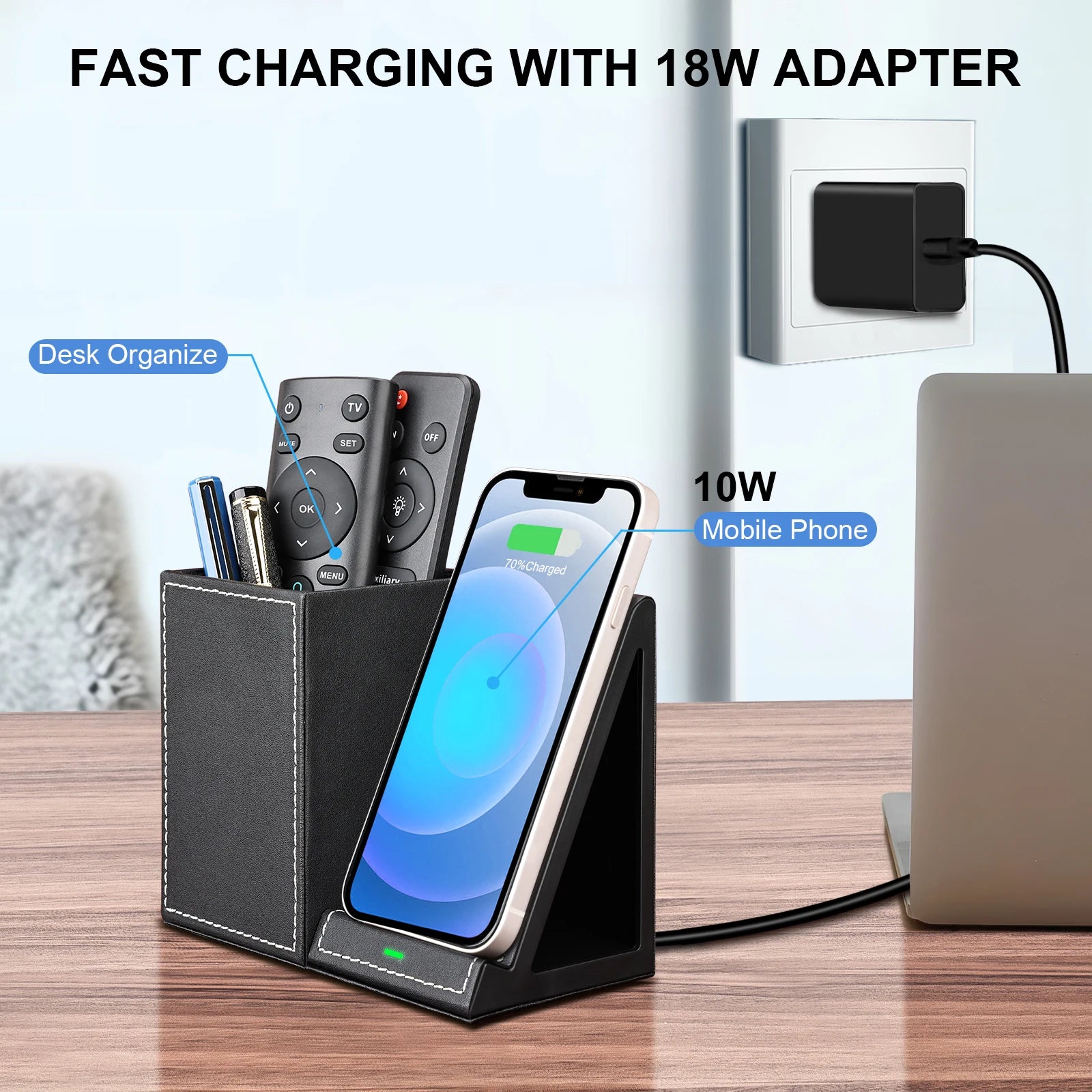 Chargeur sans fil avec pot à stylos intégré