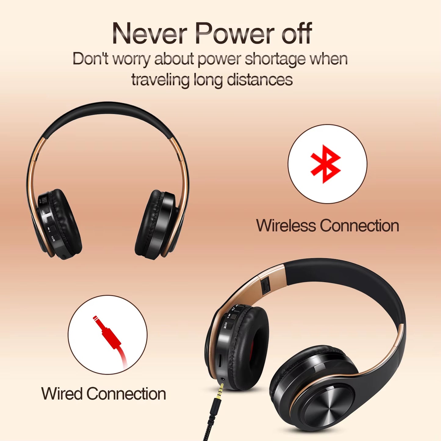 Casque Bluetooth Sans Fil Pliable avec Microphone488