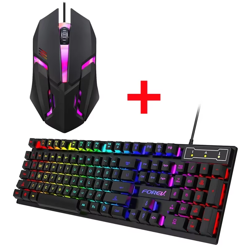 Clavier mécanique gaming avec souris lumineuse