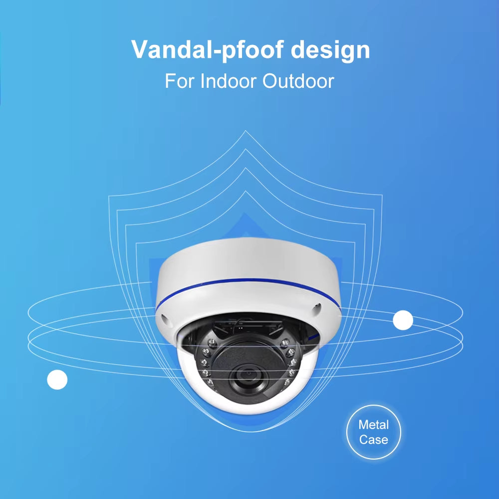 Gadinan 8MP 4K IP Camera POE CCTV Security Cameras H.265+ Outdoor Waterproof Dome Metal Audio Video Surveillance for NVR System