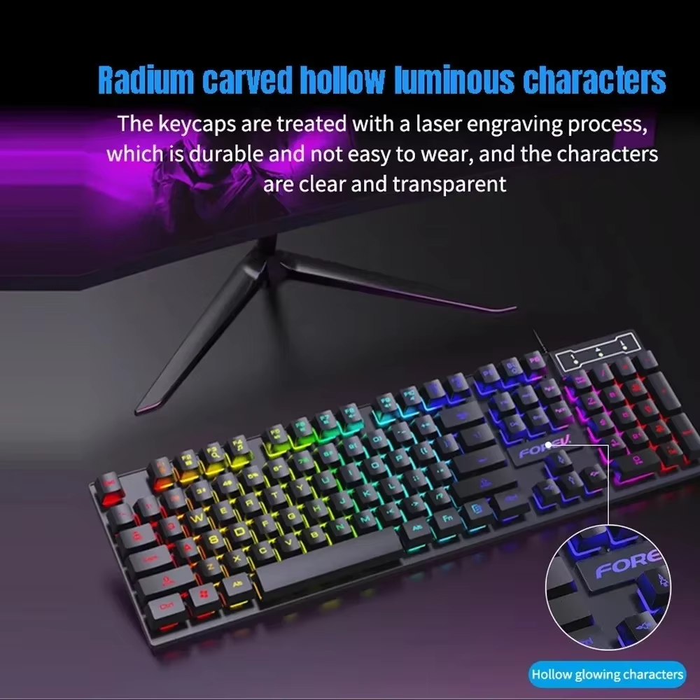 Clavier mécanique gaming avec souris lumineuse