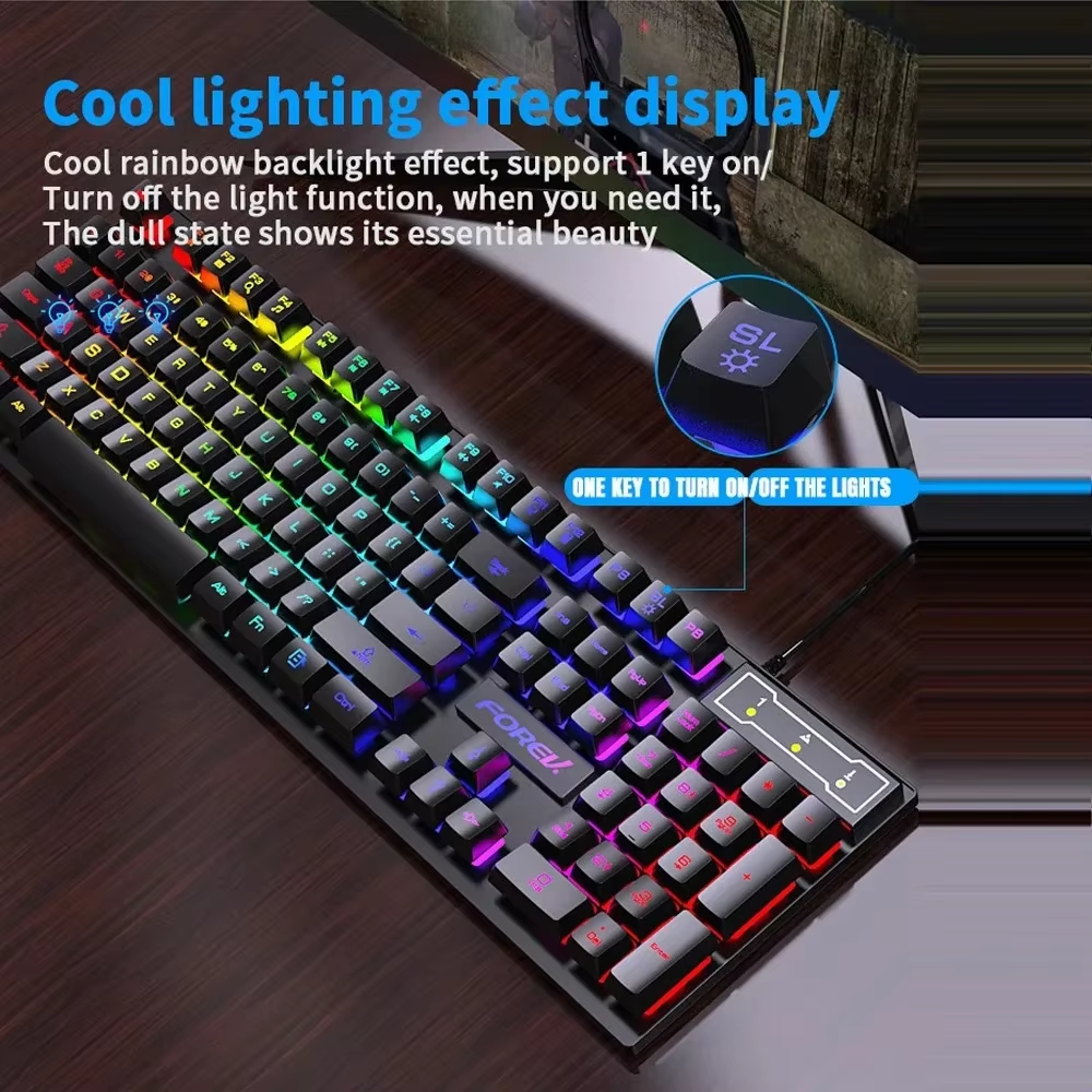 Clavier mécanique gaming avec souris lumineuse