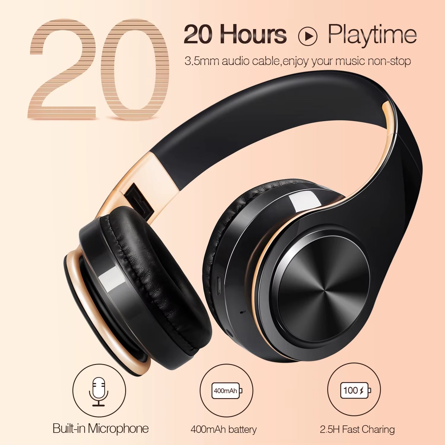 Casque Bluetooth Sans Fil Pliable avec Microphone488